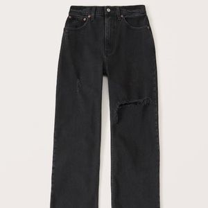 Abercrombie 90s ultra high rise relaxed jeans - black, size 25 - extra short